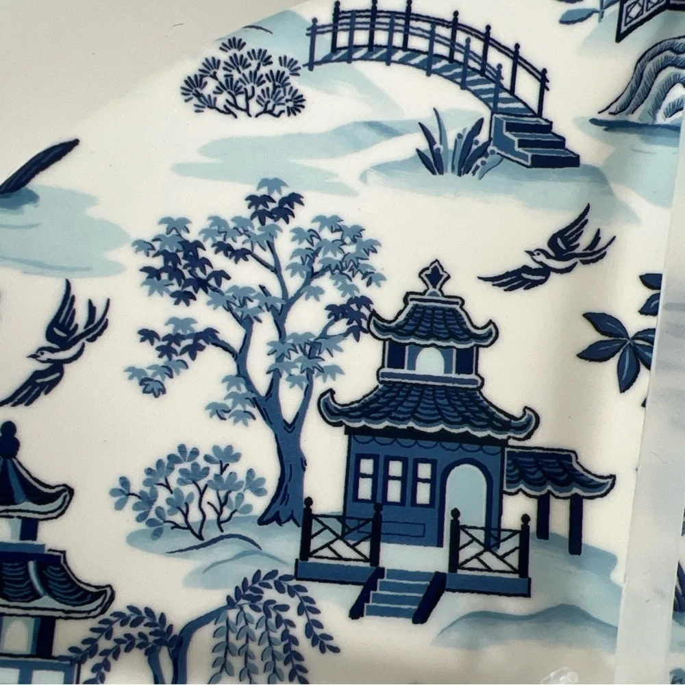 Shabby Chic Melamine Chinoiserie Dinner Plates Blue Willow 11